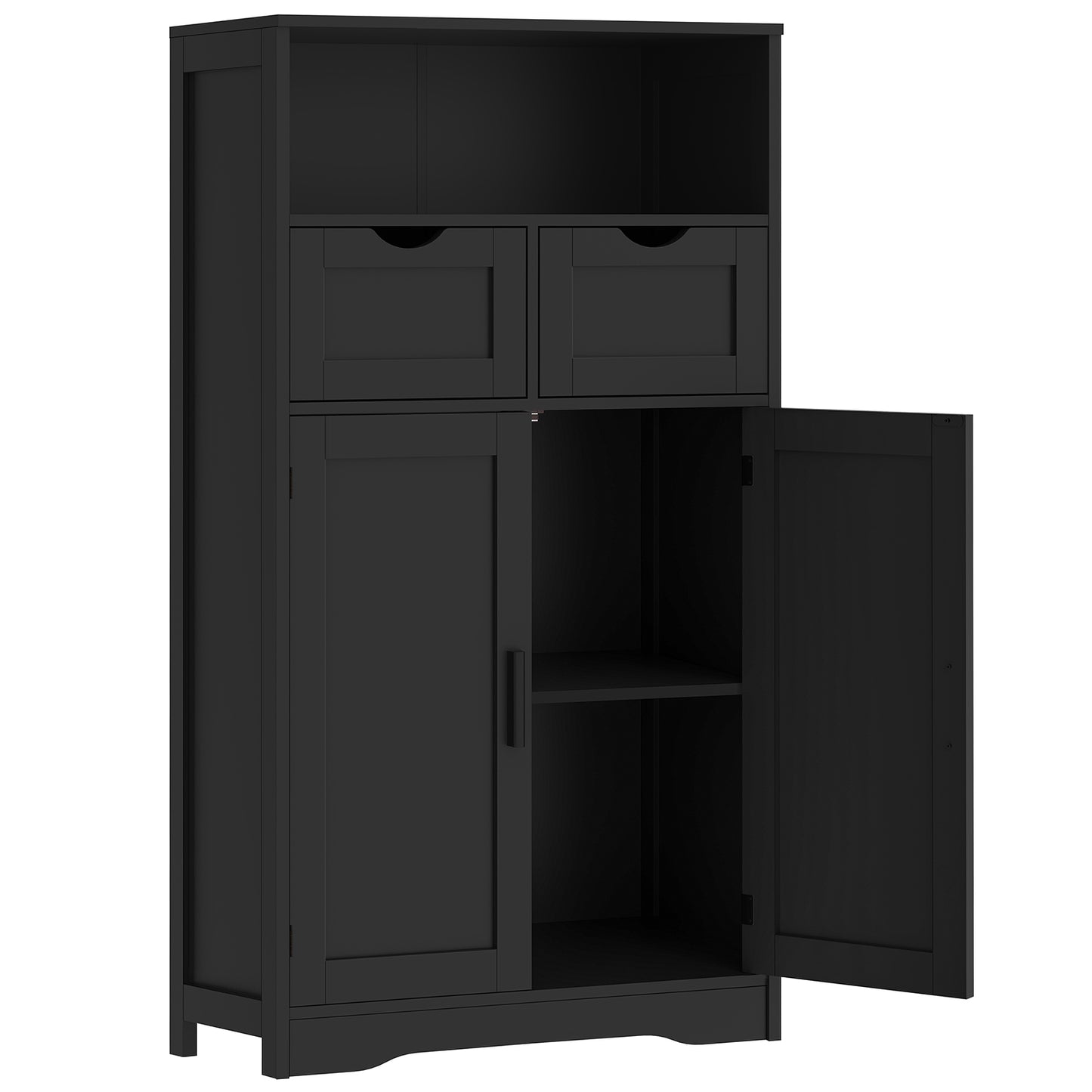 USIKEY Large Storage Cabinet, Rattan Cabinet with 2 Drawers & 2 Shelves, Cupboard, Floor Cabinet for Living Room, Home Office