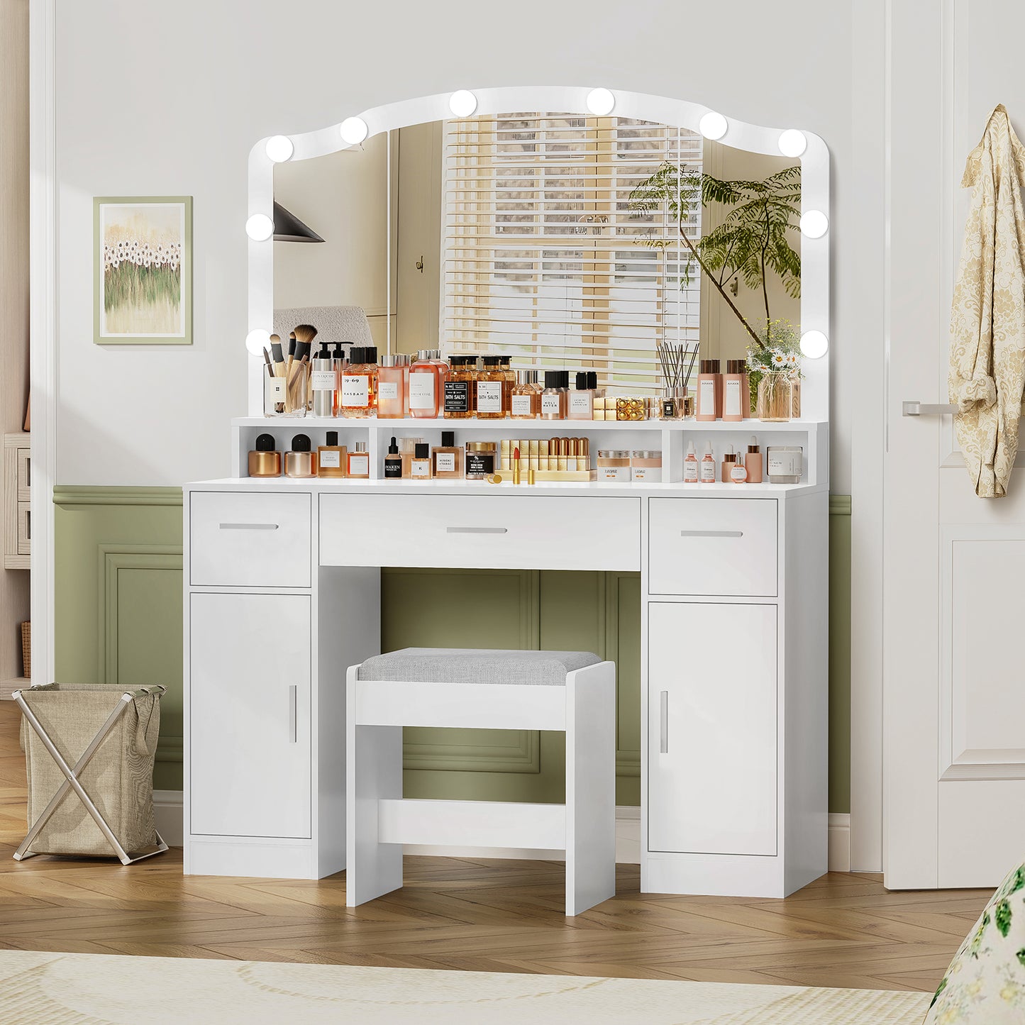 USIKEY Large Vanity Set with Large Lighted Mirror
