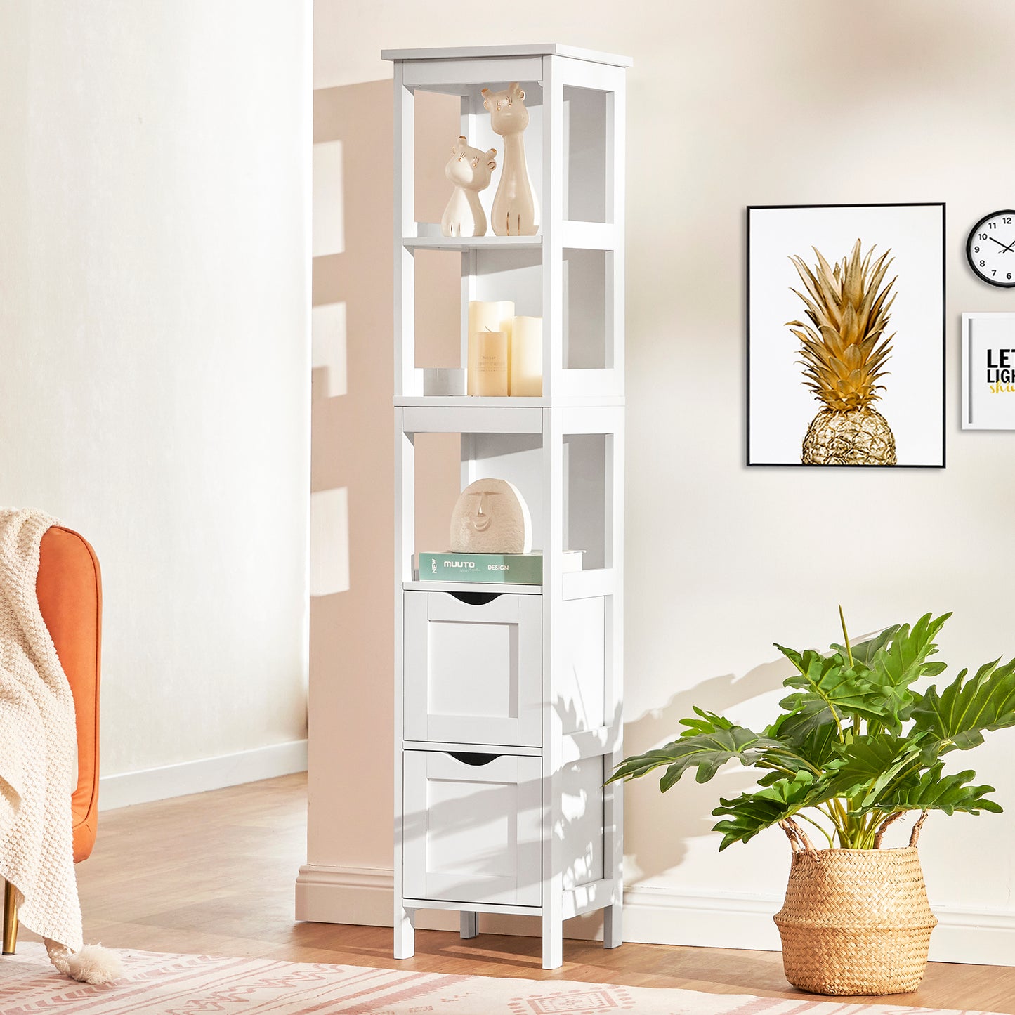 USIKEY 55.7" Storage Cabinet with 2 Drawers