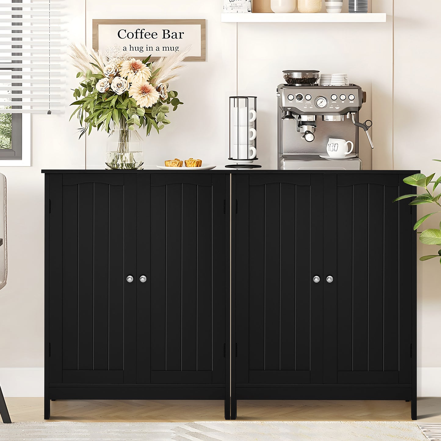 USIKEY Storage Cabinet with 2 Doors & Adjustable Shelf, Bathroom Cabinet, Armoire de Rangement for Living Room, Entryway, Home Office, Black