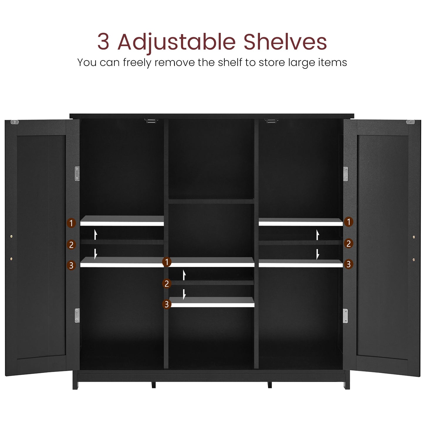 USIKEY Storage Cabinet with 2 Doors and 4 Adjustable Shelves, Buffet Cabinet with Storage, Floor Cabinet for Living Room, Entryway, Kitchen