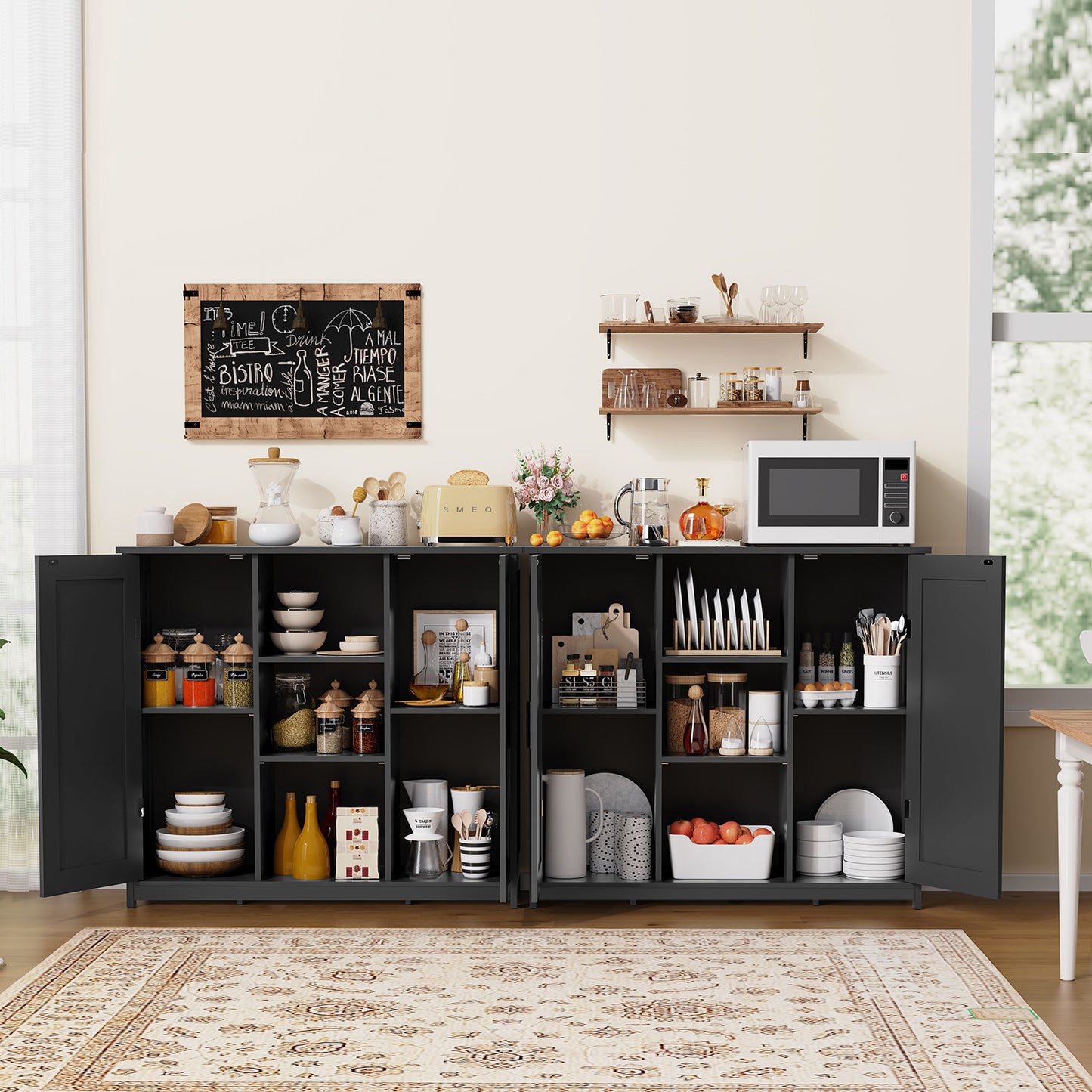 USIKEY Storage Cabinet with 2 Doors and 4 Adjustable Shelves, Buffet Cabinet with Storage, Floor Cabinet for Living Room, Entryway, Kitchen
