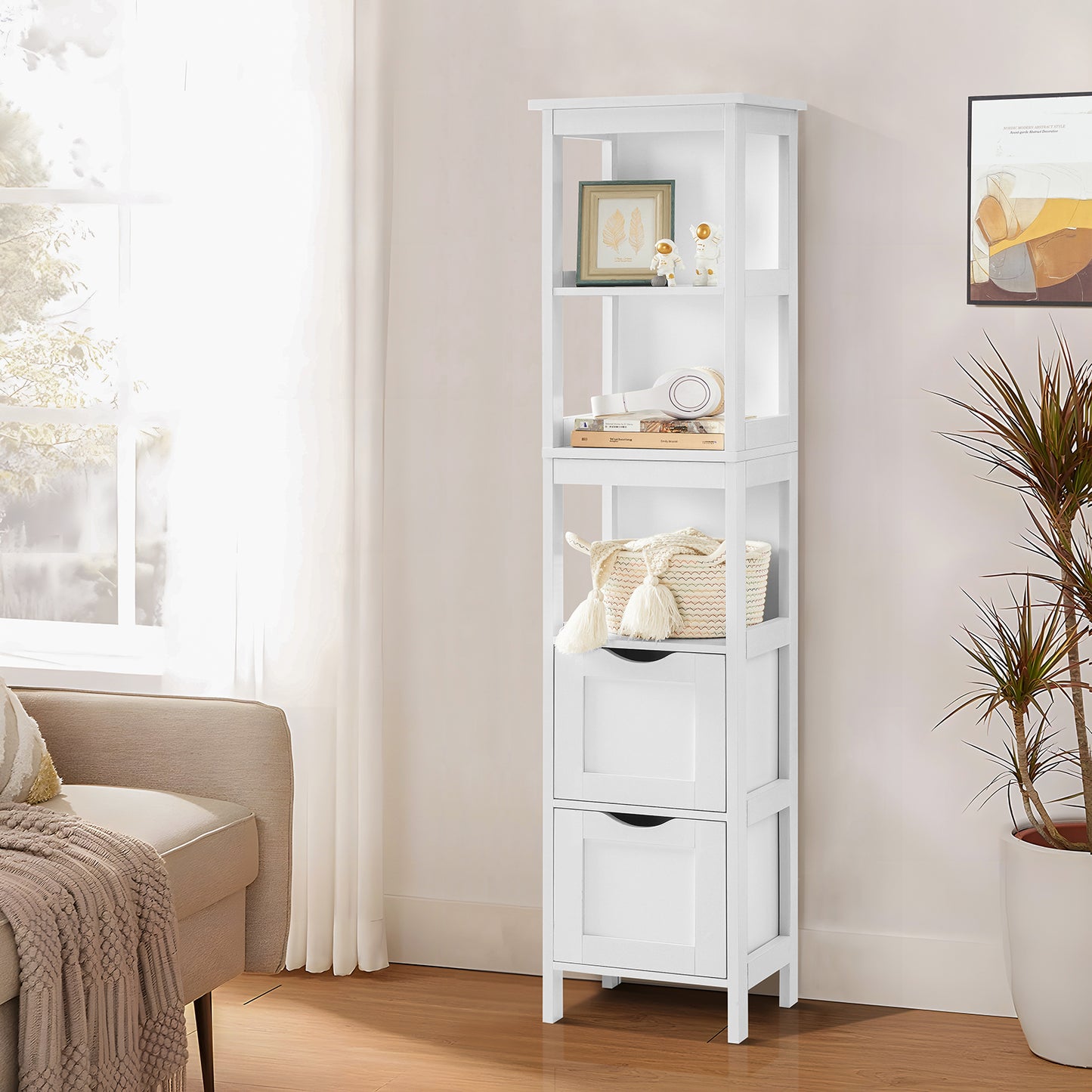 USIKEY 55.7" Storage Cabinet with 2 Drawers