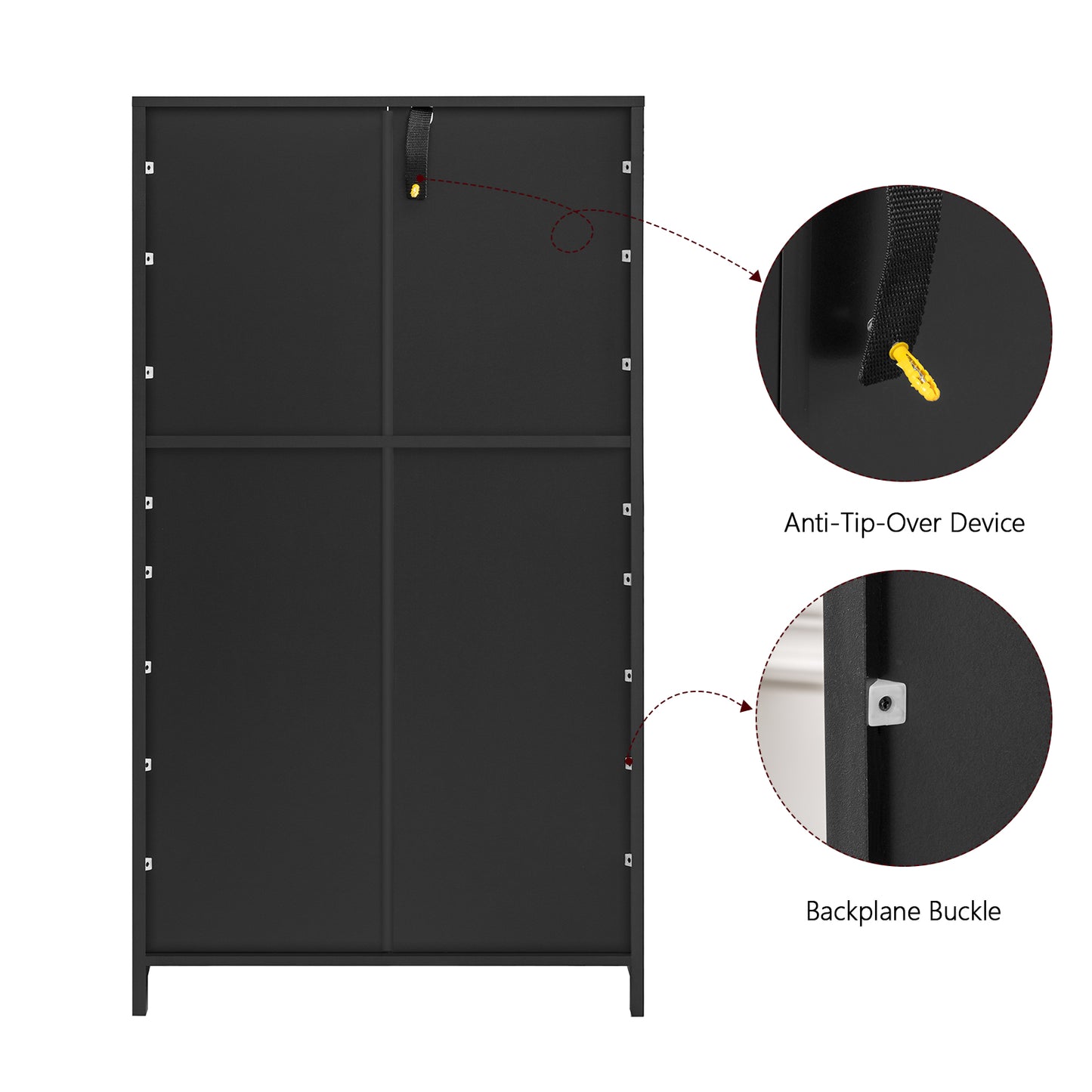 USIKEY Storage Cabinet with 2 Adjustable Drawers & 2 Barn Doors, Standing Cupboard with 2 Shelf, Floor Cabinet for Living Room, Home Office, Kitchen