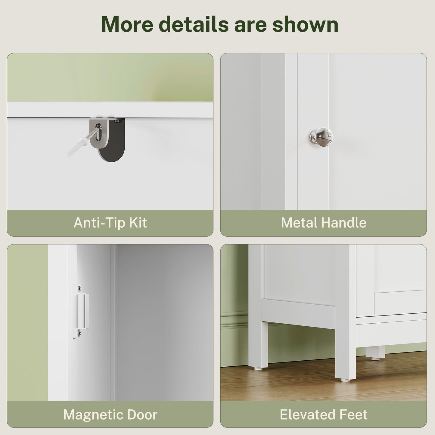 USIKEY 67" Tall Bathroom Cabinet with Adjustable Shelves and Doors, Narrow Bathroom Storage Cabinet for Small Space