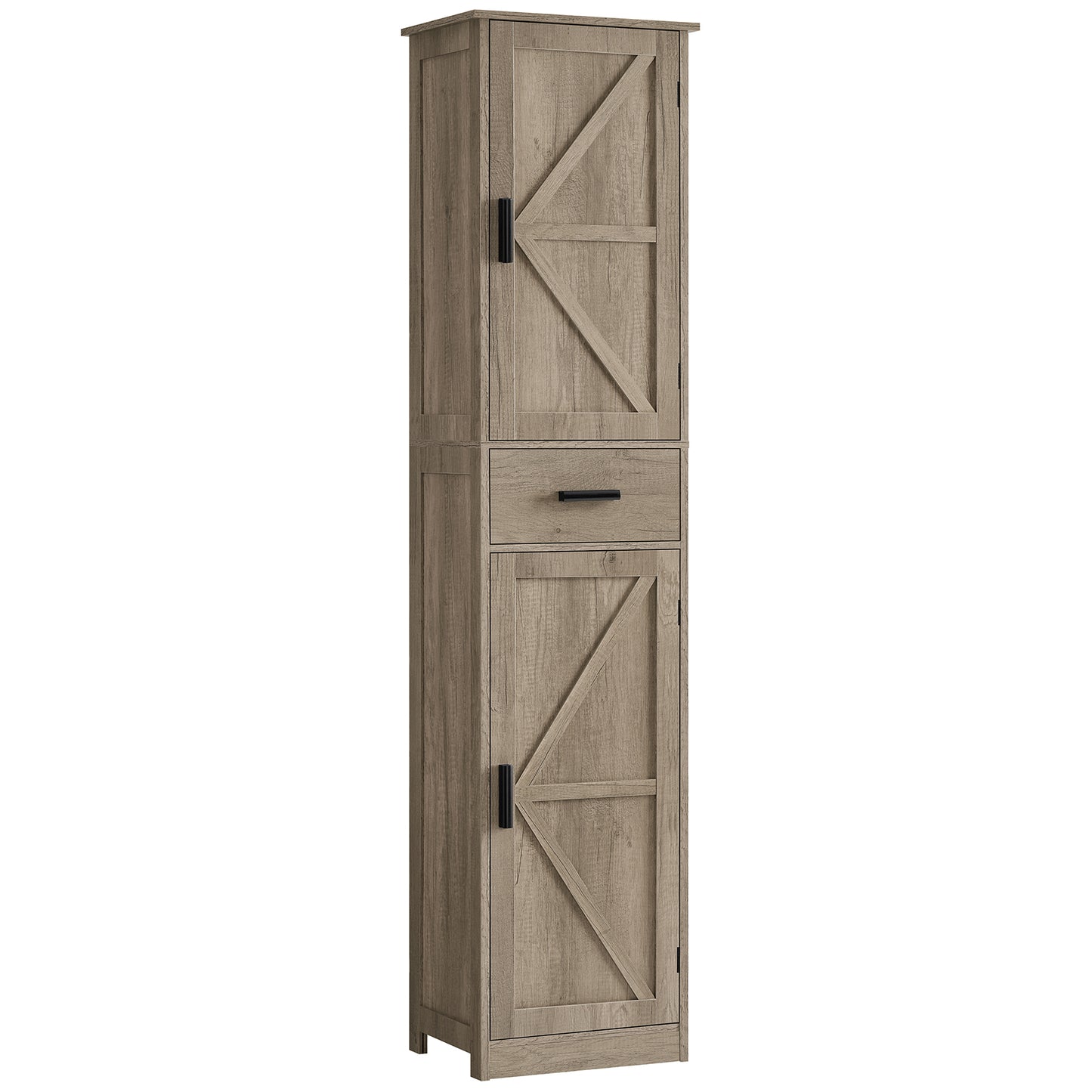 USIKEY 67.1" H Storage Cabinet, Tall Cabinet with 6 Shelves & Drawer, Slim Storage Cabinet with Adjustable Shelves for Living Room, Kitchen