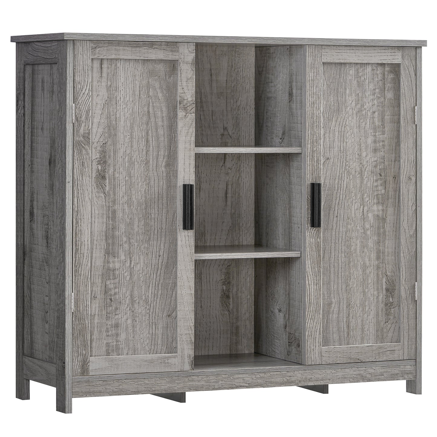 USIKEY Storage Cabinet with 2 Doors and 4 Adjustable Shelves, Buffet Cabinet with Storage, Floor Cabinet for Living Room, Entryway, Kitchen