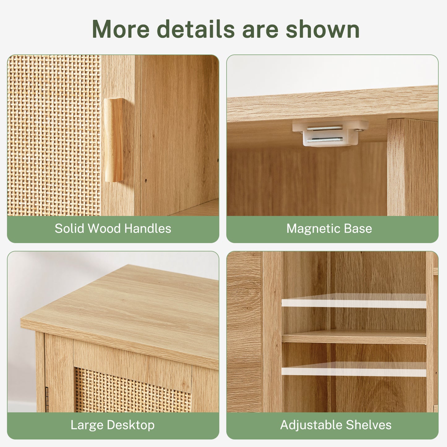 USIKEY Storage Cabinet with 2 Doors and 4 Adjustable Shelves, Buffet Cabinet with Storage, Floor Cabinet for Living Room, Entryway, Kitchen