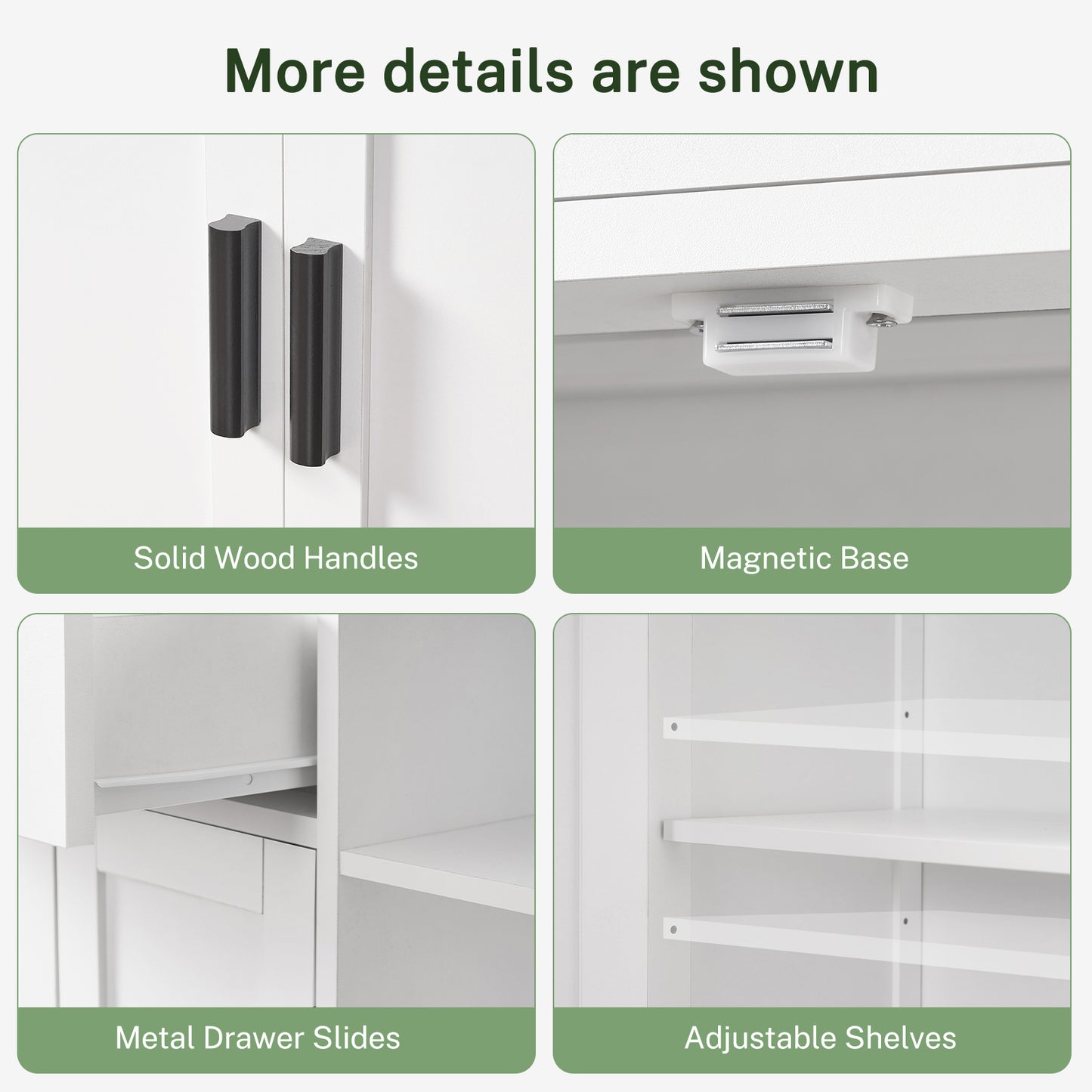 USIKEY Storage Cabinet, Floor Cabinet with Doors and Shelves, Coffee Bar Cabinet with Drawer, Organizer Cabinet for Living Room, Dining Room