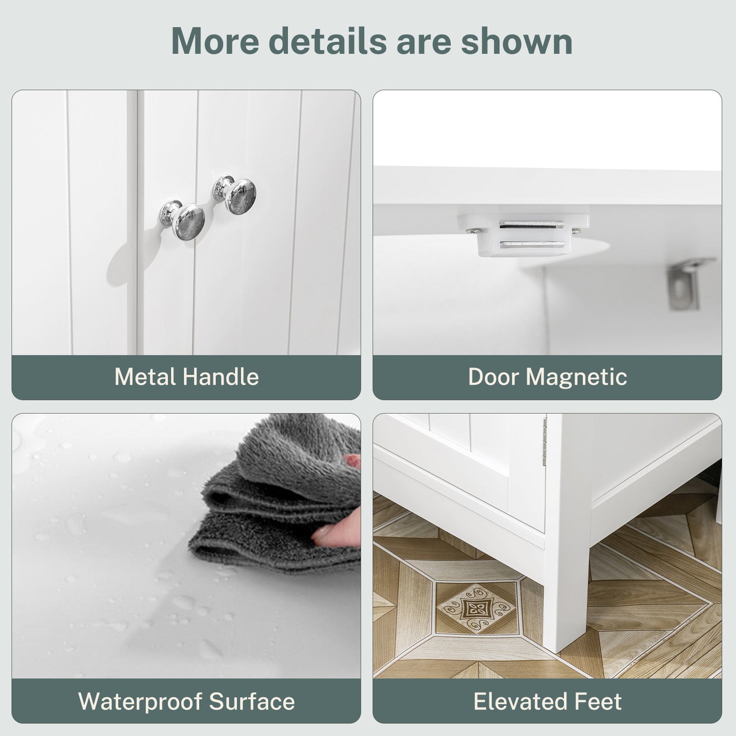 USIKEY Pedestal Sink Storage Cabinet with 2 Doors and Shelf, Under Sink Cabinet, Bathroom Sink Cabinet with U-Shape, White