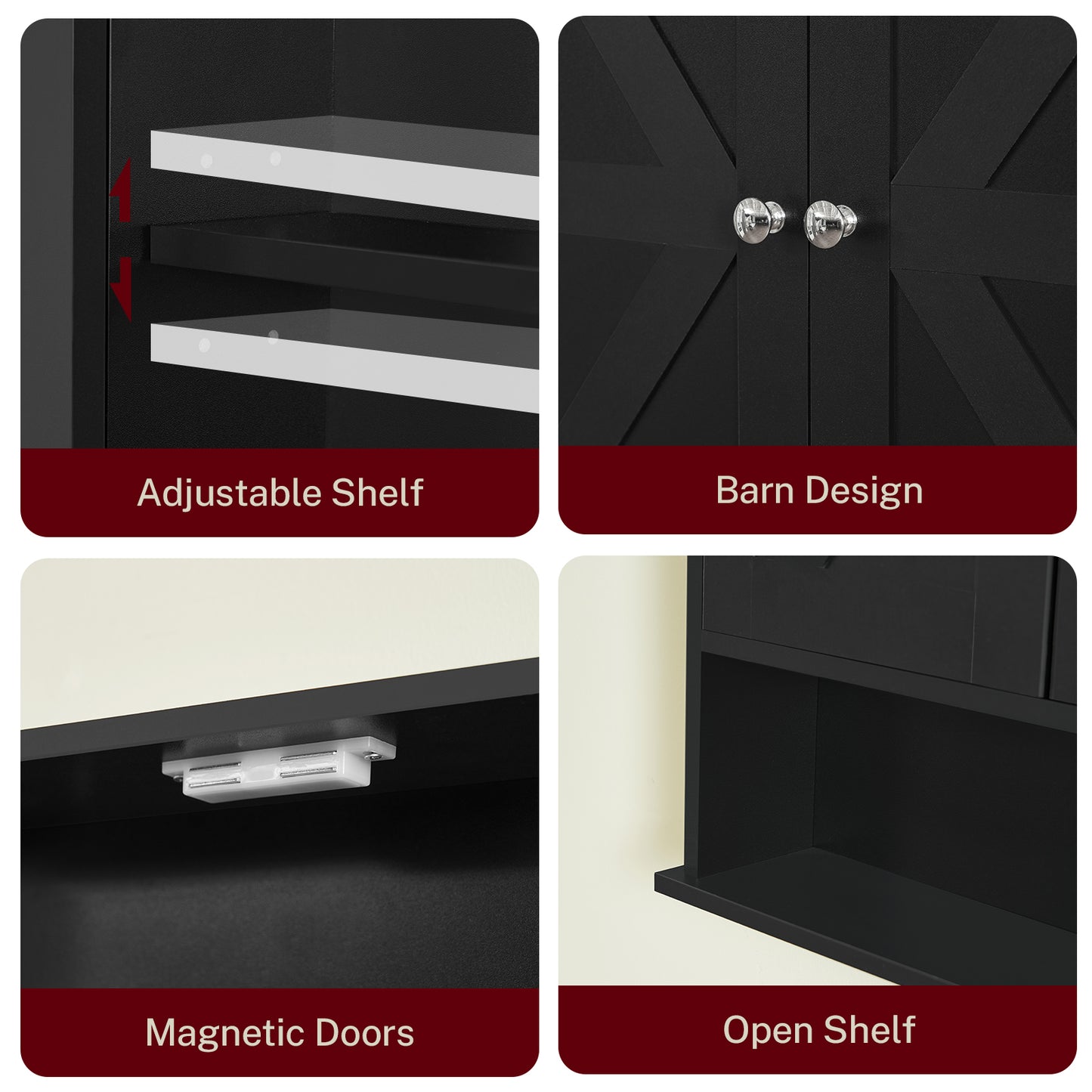 USIKEY Bathroom Wall Cabinet, Bathroom Cabinet with Barn Doors & Adjustable Shelf, Medicine Cabinet for Bathroom
