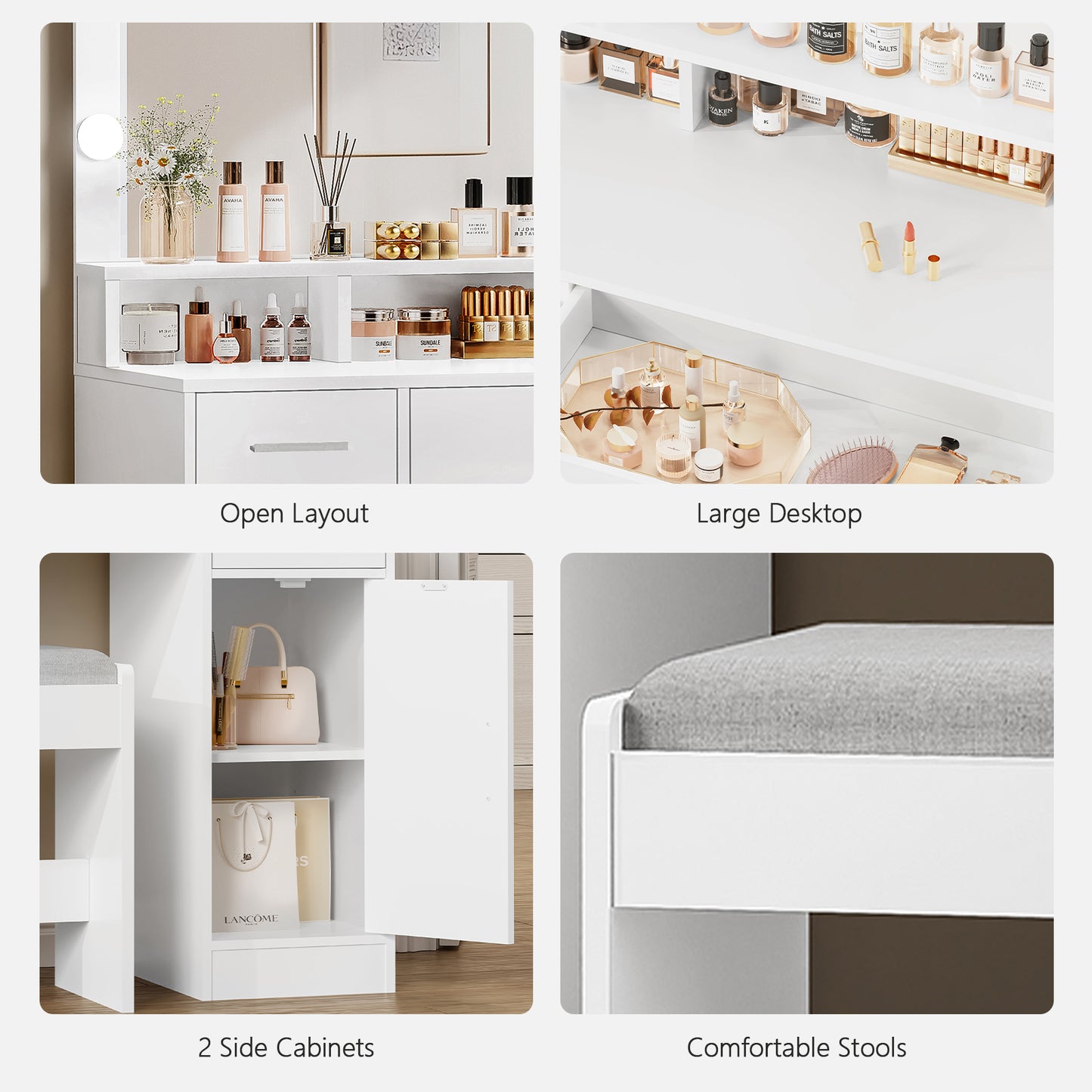 USIKEY Large Vanity Set with Large Lighted Mirror