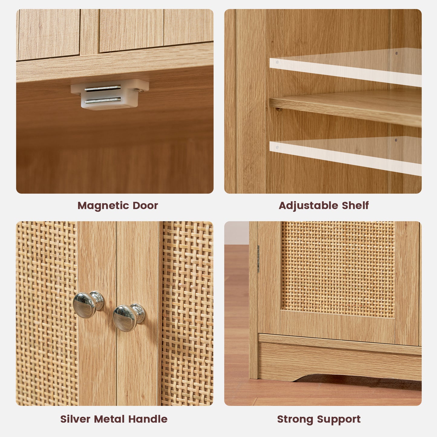 USIKEY Tall Bathroom Cabinet, Storage Cabinet with 2 Drawers & Adjustable Shelves, Bathroom Storage Cabinet for Living Room, Dining Room, Entryway