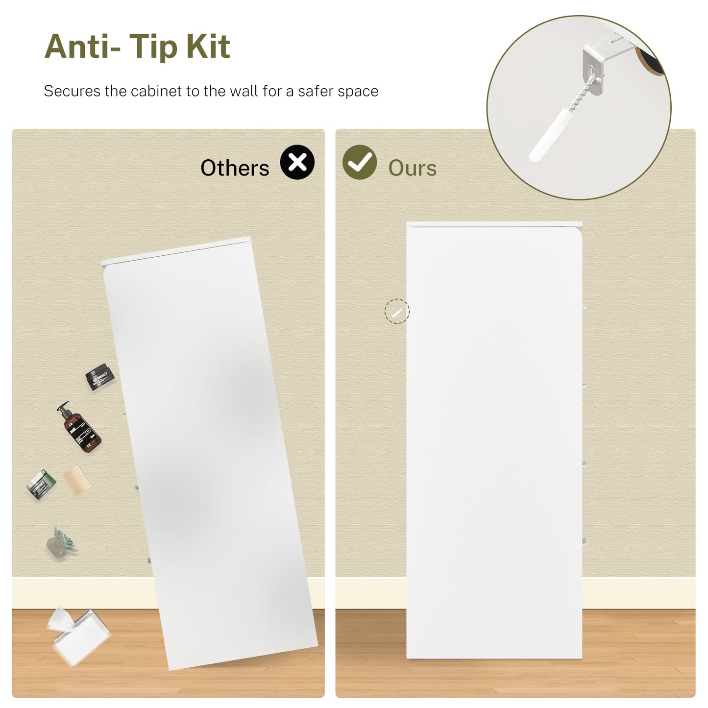 USIKEY Tall White Dresser for Bedroom, 4 Drawer Dresser with Mirror, Modern Chest of Drawers, Wood Closet Clothes Storage Organizer for Bedroom, White