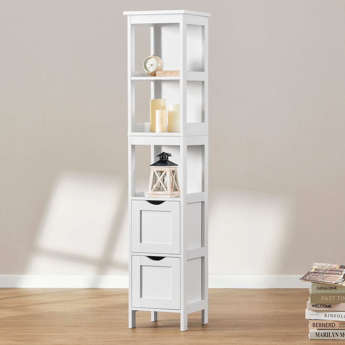 USIKEY 55.7" Storage Cabinet with 2 Drawers
