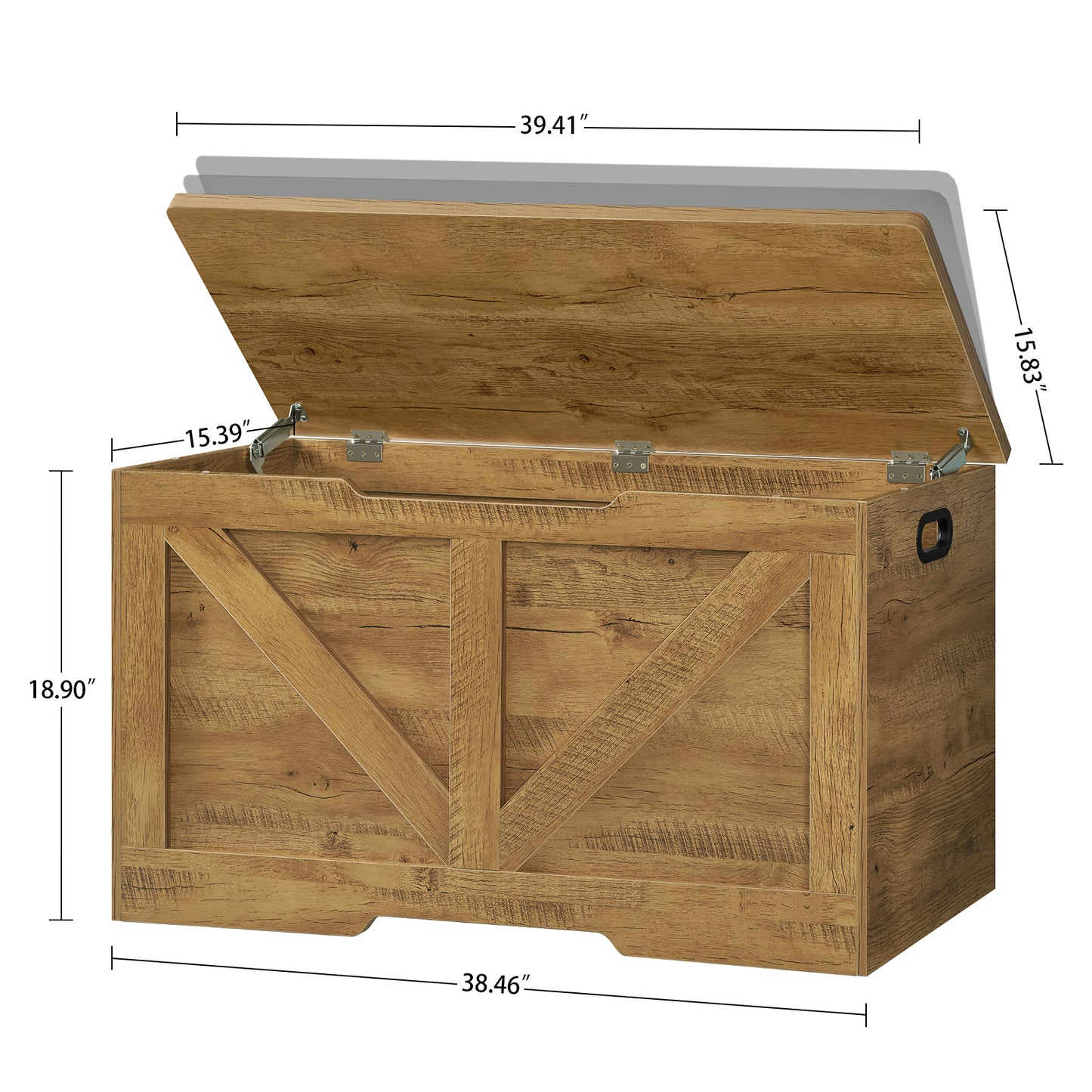 Usikey 39.4" Storage Chest, Toy Box with 2 Safety Hinges, Lift Top Wooden Toy Chest, Storage Bench, for Living Room, Bedroom, Entryway