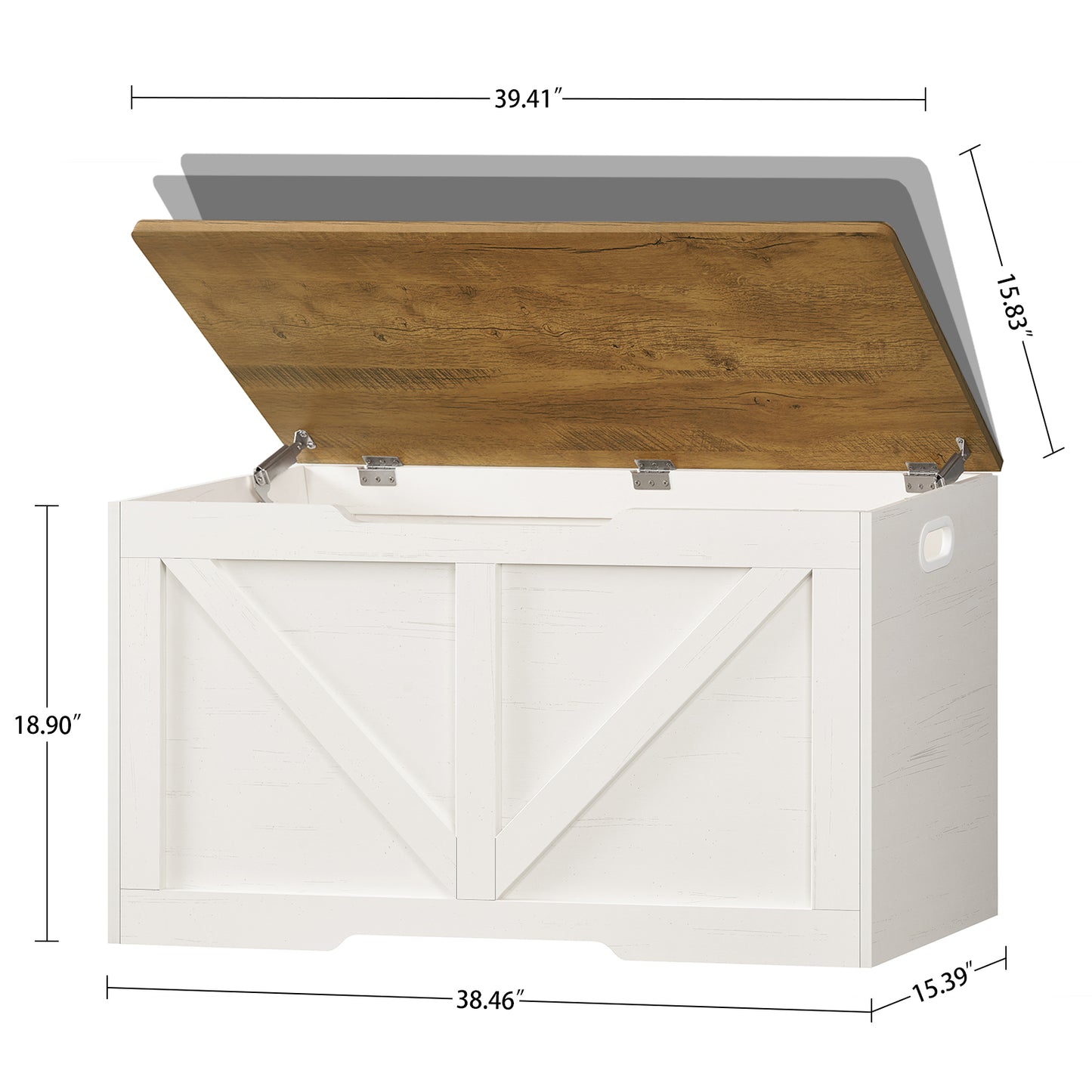Usikey 39.4" Storage Chest, Toy Box with 2 Safety Hinges, Lift Top Wooden Toy Chest, Storage Bench, for Living Room, Bedroom, Entryway