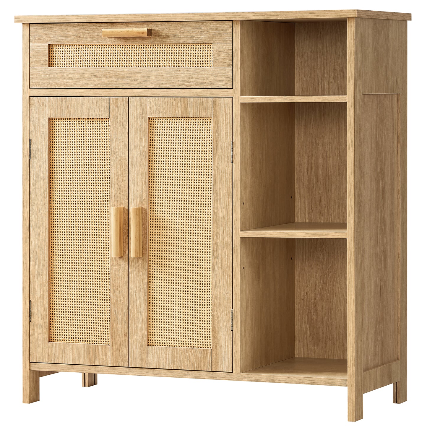 USIKEY Storage Cabinet, Floor Cabinet with Doors and Shelves, Coffee Bar Cabinet with Drawer, Organizer Cabinet for Living Room, Dining Room