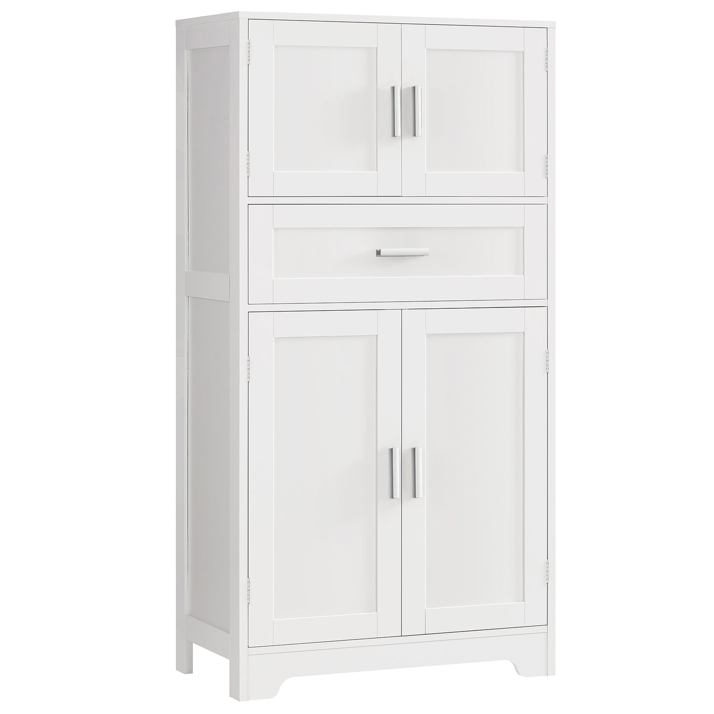 USIKEY Morden 47.2" Storage Cabinet with 2 Drawers & 2 Adjustable Shelves, Floor Cabinet with 4 Doors, Tall Cabinet for Living Room, Dining Room, Entryway