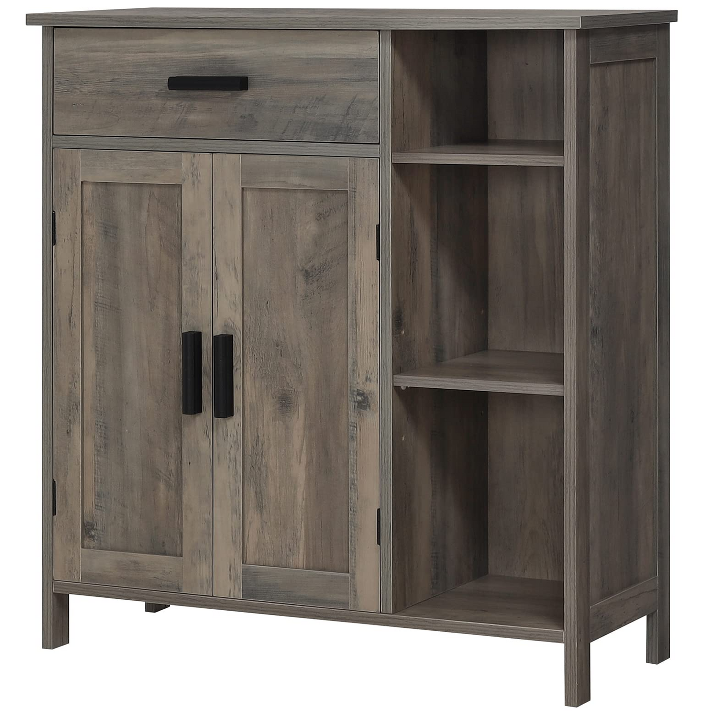 USIKEY Storage Cabinet, Floor Cabinet with Doors and Shelves, Coffee Bar Cabinet with Drawer, Organizer Cabinet for Living Room, Dining Room