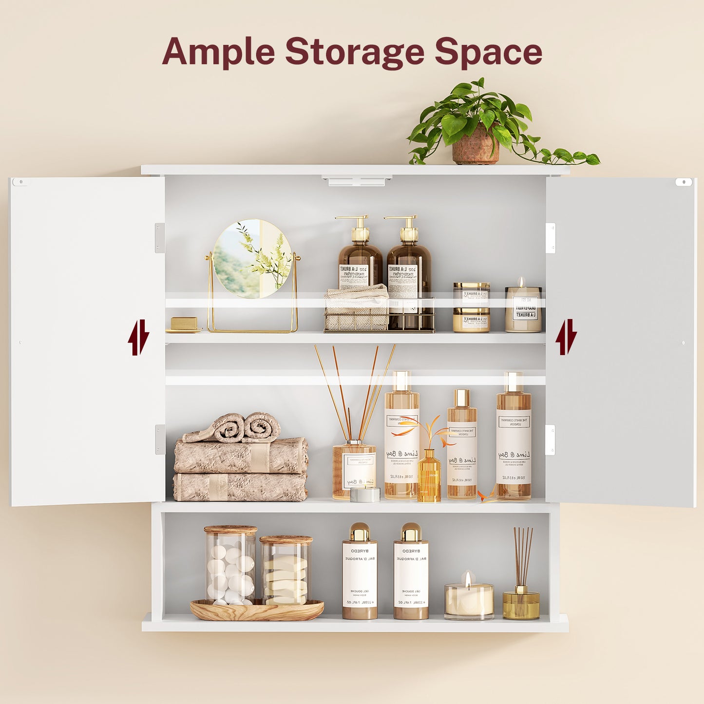 USIKEY Bathroom Wall Cabinet, Bathroom Cabinet with Barn Doors & Adjustable Shelf, Medicine Cabinet for Bathroom