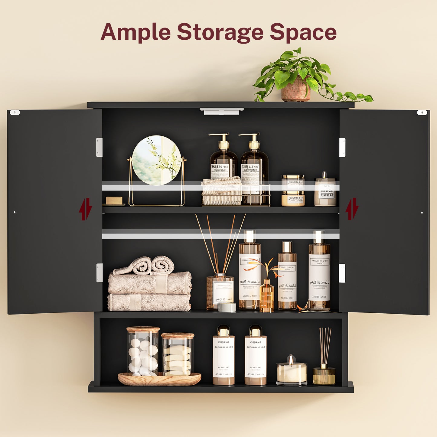 USIKEY Bathroom Wall Cabinet, Bathroom Cabinet with Barn Doors & Adjustable Shelf, Medicine Cabinet for Bathroom