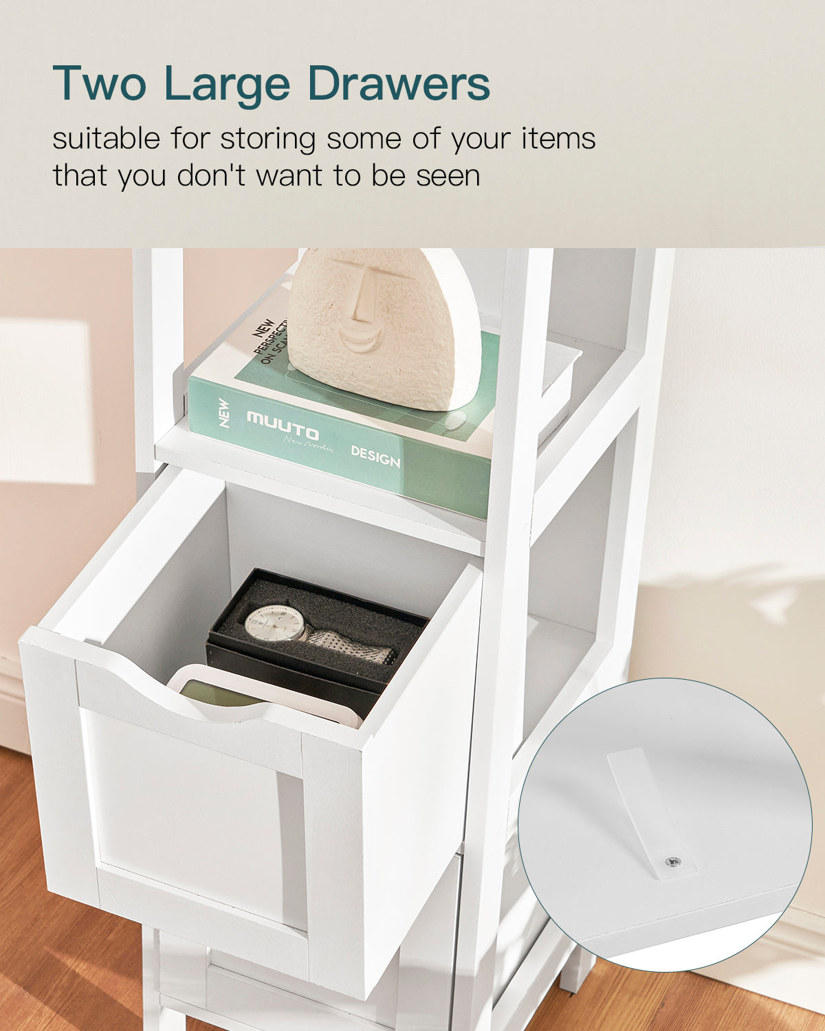 USIKEY 55.7" Storage Cabinet with 2 Drawers