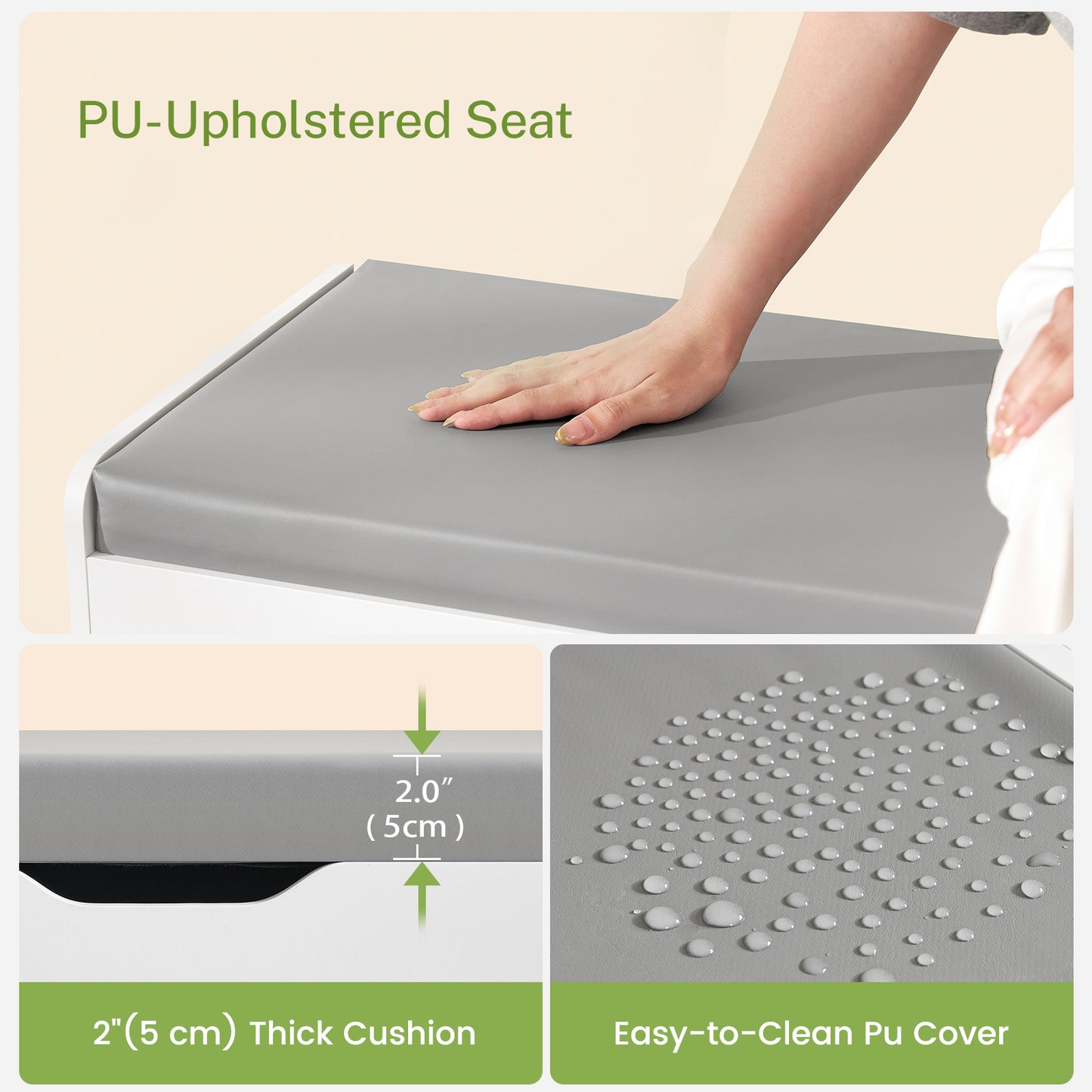 usikey Shoe Bench with Lift Top Storage, Storage Bench with Padded Seat Cushion, Entryway Bench with 2 Adjustable Shelves, for Entryway, Living Room, Bedroom