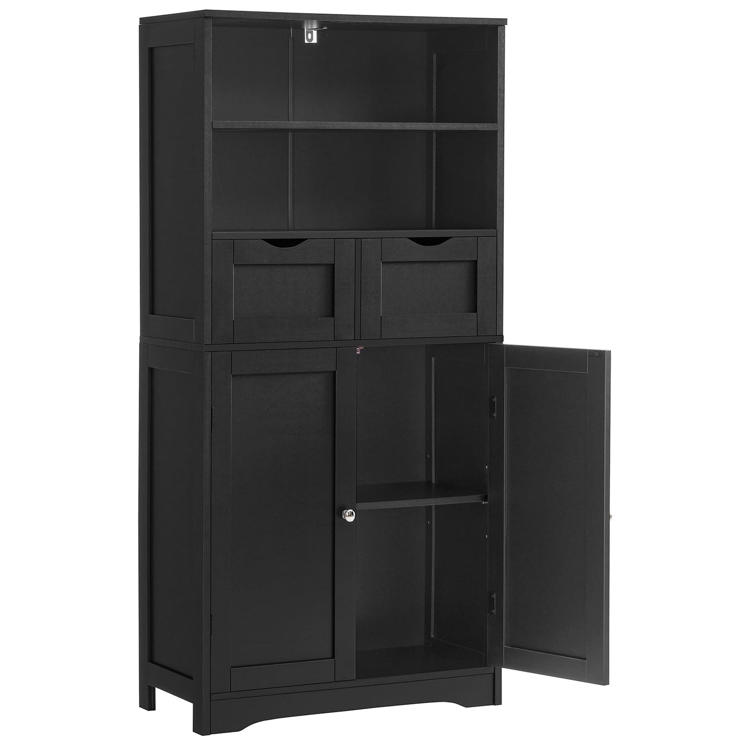 USIKEY Tall Bathroom Cabinet, Storage Cabinet with 2 Drawers & Adjustable Shelves, Bathroom Storage Cabinet for Living Room, Dining Room, Entryway