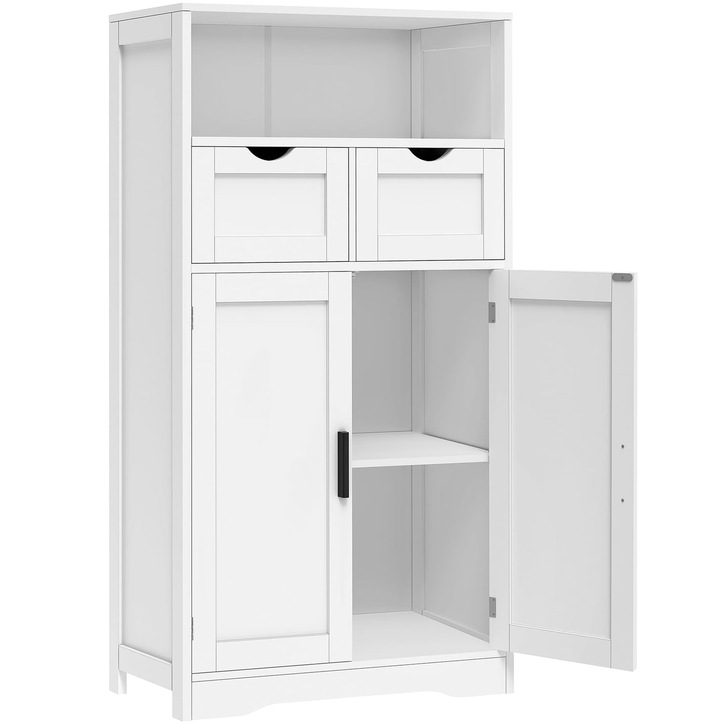 USIKEY Large Storage Cabinet, Rattan Cabinet with 2 Drawers & 2 Shelves, Cupboard, Floor Cabinet for Living Room, Home Office