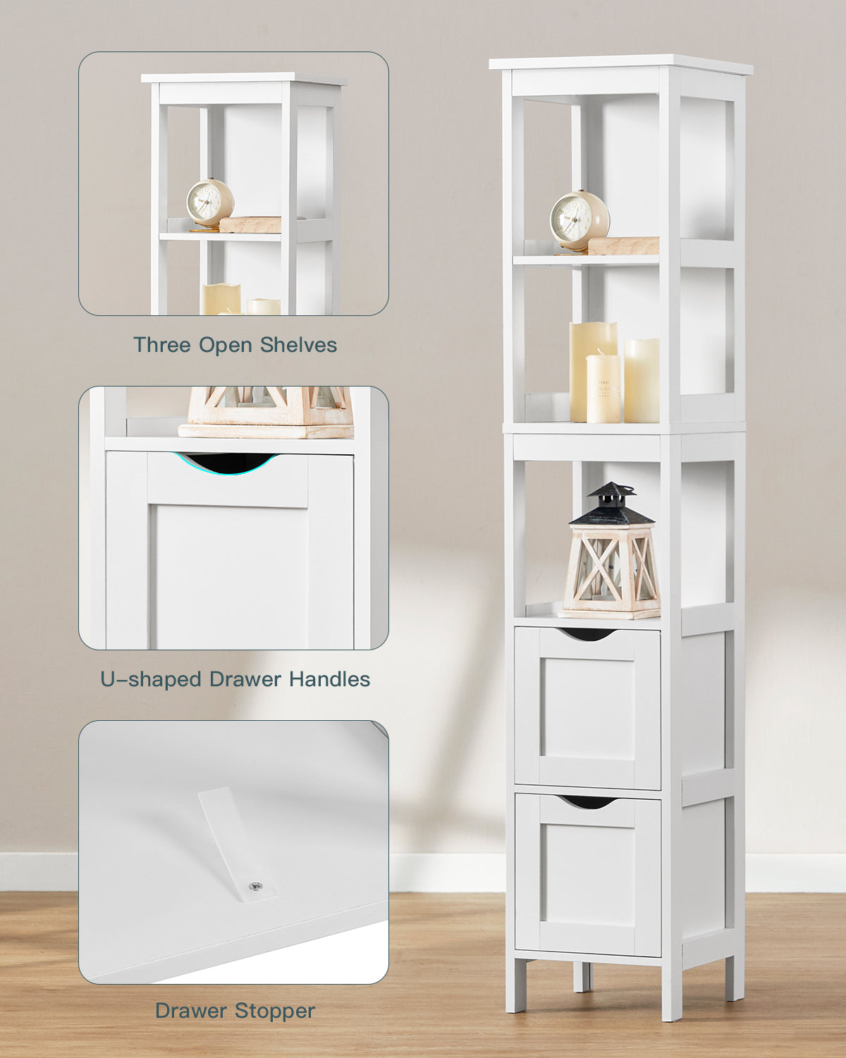 USIKEY 55.7" Storage Cabinet with 2 Drawers