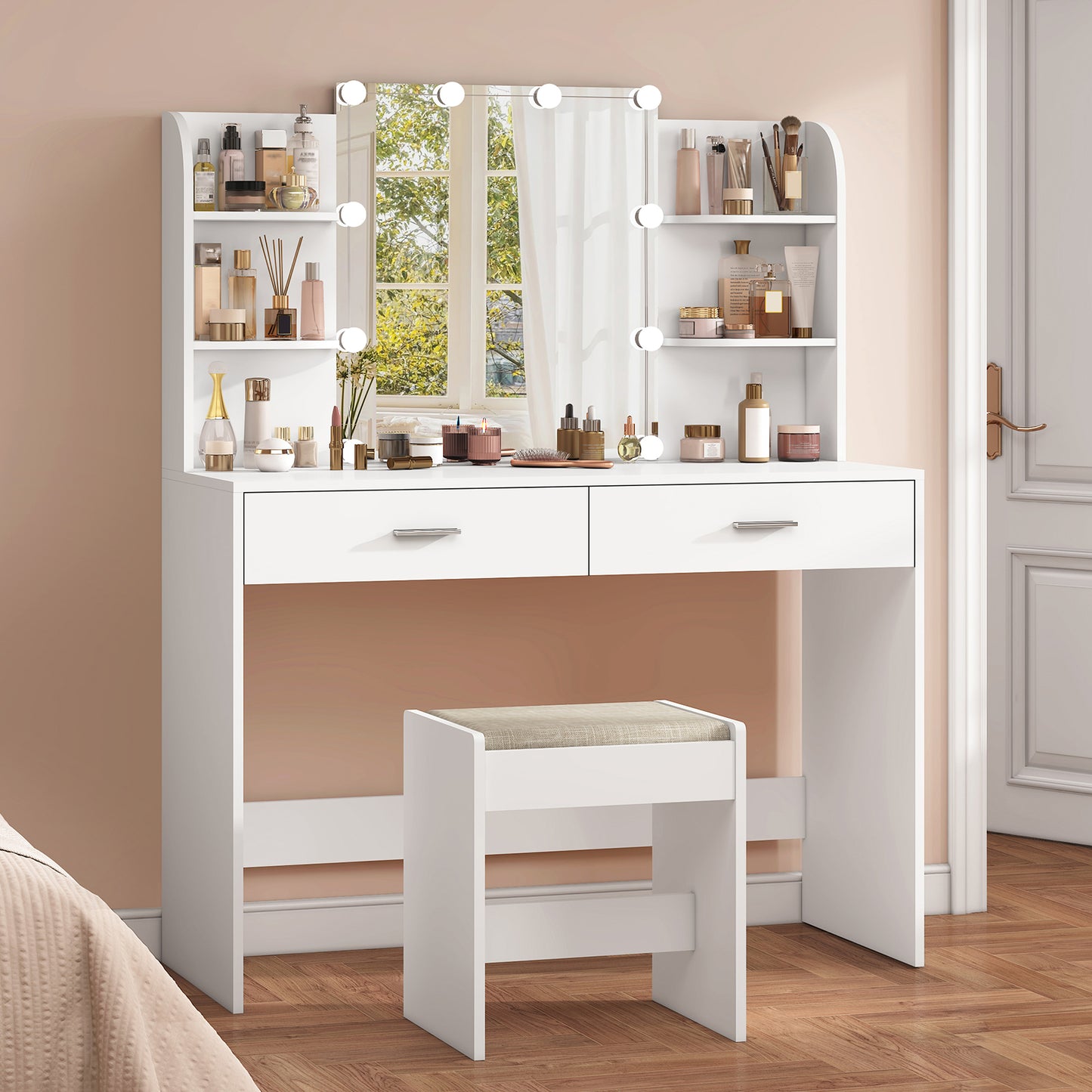 USIKEY Large Vanity Set with 10 Light Bulbs