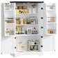 USIKEY Farmhouse Pantry Cabinet, Kitchen Cabinet, Storage Cabinet with Barn Doors, Kitchen Pantry Cabinet with 2 Adjustable Shelves, Tall Cabinet for Kitchen, Dining Room, White