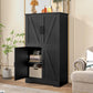 USIKEY Farmhouse Storage Cabinet with 2 Adjustable Shelves, Bathroom Cabinet with 4 Doors, Kitchen Cabinets, Cupboard for Kitchen, Living Room
