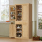 usikey 72?¡À Kitchen Pantry Cabinet, Tall Storage Cabinet with 4 Doors and 1 Drawer, Freestanding Cupboard with 6 Hanging Shelves and Adjustable Shelves for Kitchen, Dining Room,Living Room