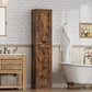 usikey Tall Bathroom Cabinet with Doors, Rattan Storage Cabinet with Adjustable Shelves, Freestanding Narrow Linen Cabinet for Living Room, Entryway, Kitchen, Home Office, Natural