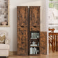 usikey Tall Bathroom Cabinet with Doors, Rattan Storage Cabinet with Adjustable Shelves, Freestanding Narrow Linen Cabinet for Living Room, Entryway, Kitchen, Home Office, Natural