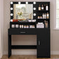 Shelf, Big Drawer, Cabinet with Shelves, 3 Lighting Modes & Adjustable Brightness Dressing Table, Small Makeup Vanity, 35.5” Desk,