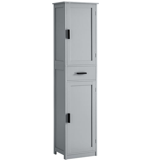 usikey 67" Tall Bathroom Cabinet, Storage Cabinet with 4 Shelves & 2 Doors, Narrow Storage Cabinet for Bathroom, Living Room, Home Office, Grey