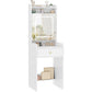 USIKEY Vanity Desk, Small Vanity with LED Lights, Makeup Vanity with Mirror for Bedrooms,Makeup Vanity Desk with 1 Drawers and 6 Shelves for White