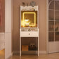 USIKEY Vanity Desk, Small Vanity with LED Lights, Makeup Vanity with Mirror for Bedrooms,Makeup Vanity Desk with 1 Drawers and 6 Shelves for White