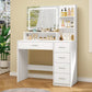 USIKEY Makeup Vanity Desk with LIighted Mirror, Vanity Desk with 5 Drawers, 3 Color Modes & Adjustable Brightness Dressing Table, Bedroom ﻿
