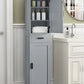 usikey 67" Tall Bathroom Cabinet, Storage Cabinet with 4 Shelves & 2 Doors, Narrow Storage Cabinet for Bathroom, Living Room, Home Office, Grey