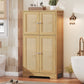 USIKEY Storage Cabinet, Bathroom Cabinet with 4 Doors & Adjustable Shelf, Bathroom Floor Cabinet for Living Room, Entryway, Home Office