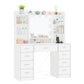 USIKEY Vanity Desk with Mirror and Lights, Power Outlet, Makeup Vanity with 9 Drawers & 6 Open Storage Shelves, 3 Lighting Modes Brightness Adjustable