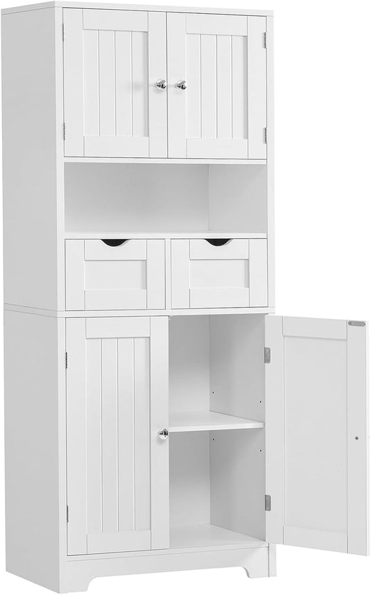 Tall Storage Cabinet, Bathroom Cabinet with Adjustable Shelf & 2 Drawers, Linen Cabinet, Floor Cabinet for Living Room, Entryway, Home Office