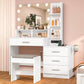 USIKEY Large Vanity Table Set with Lighted Mirror & Charging Station