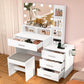 USIKEY Large Vanity Table Set with Lighted Mirror & Charging Station