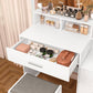 USIKEY Large Vanity Table Set with Lighted Mirror & Charging Station