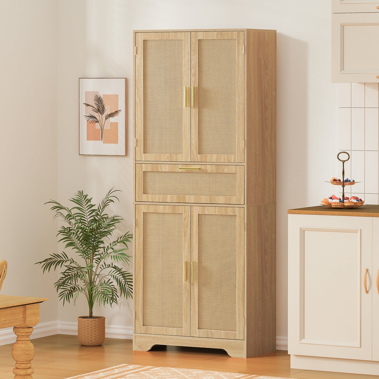 67" H Tall Storage Cabinet, Bathroom Cabinet with 1 Large Drawer & 2 Adjustable Shelves, Tall Cabinet for Dining Room, Living Room, Home Office